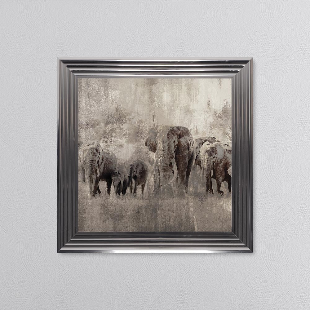 Elephants On The Move Framed Wall Art