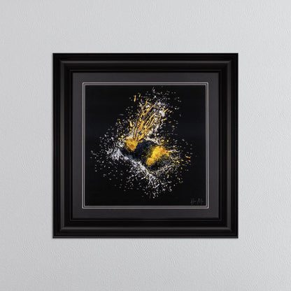 Flying Bee (On Black Background) Framed Wall Art
