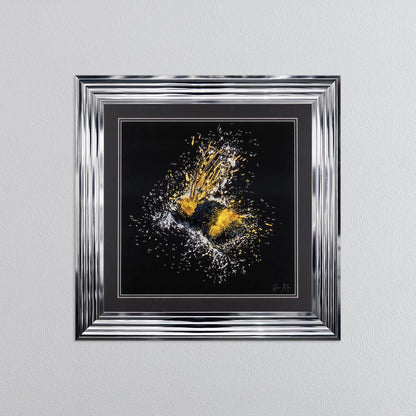 Flying Bee (On Black Background) Framed Wall Art