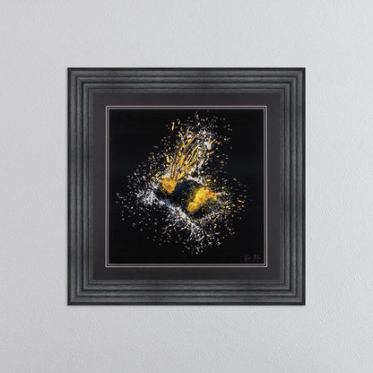 Flying Bee (On Black Background) Framed Wall Art