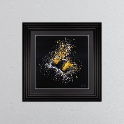 Flying Bee (On Black Background) Framed Wall Art