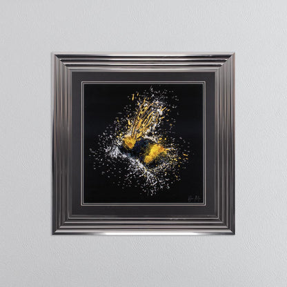 Flying Bee (On Black Background) Framed Wall Art