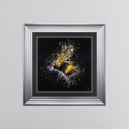 Flying Bee (On Black Background) Framed Wall Art
