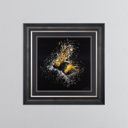 Flying Bee (On Black Background) Framed Wall Art