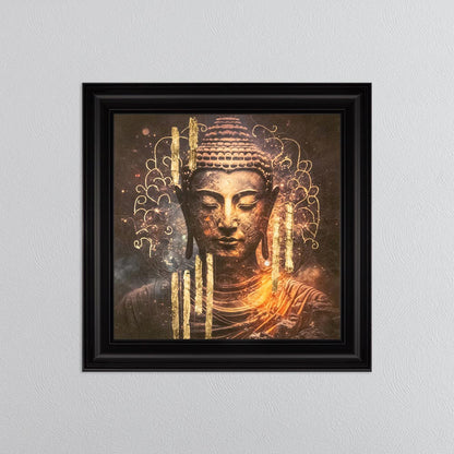 Buddha 5 with Gold Foil Embellishment - Framed Wall Art