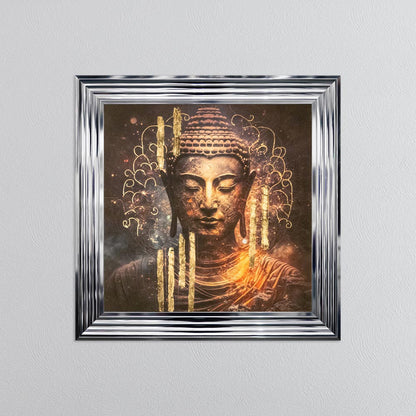 Buddha 5 with Gold Foil Embellishment - Framed Wall Art