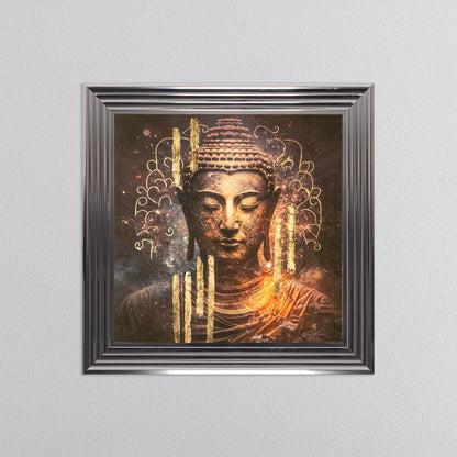 Buddha 5 with Gold Foil Embellishment - Framed Wall Art
