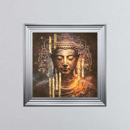 Buddha 5 with Gold Foil Embellishment - Framed Wall Art