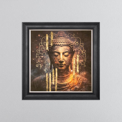 Buddha 5 with Gold Foil Embellishment - Framed Wall Art
