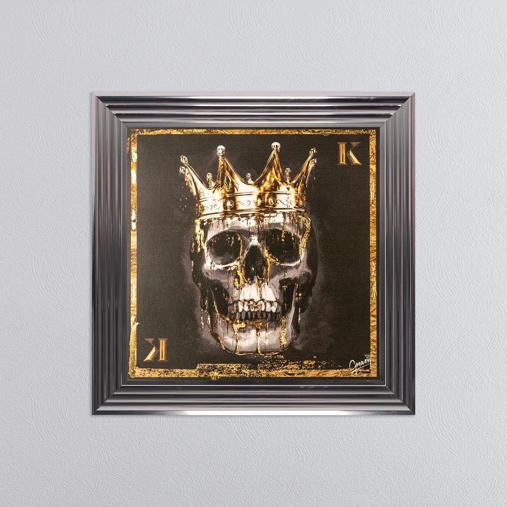 Skull King with Gold Foil Embellishment - Framed Wall Art