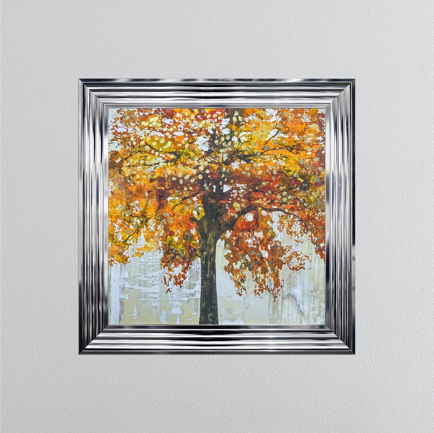 Solo Orange Tree with Gold Foil Embellishment Framed Wall Art