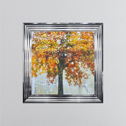 Solo Orange Tree with Gold Foil Embellishment Framed Wall Art