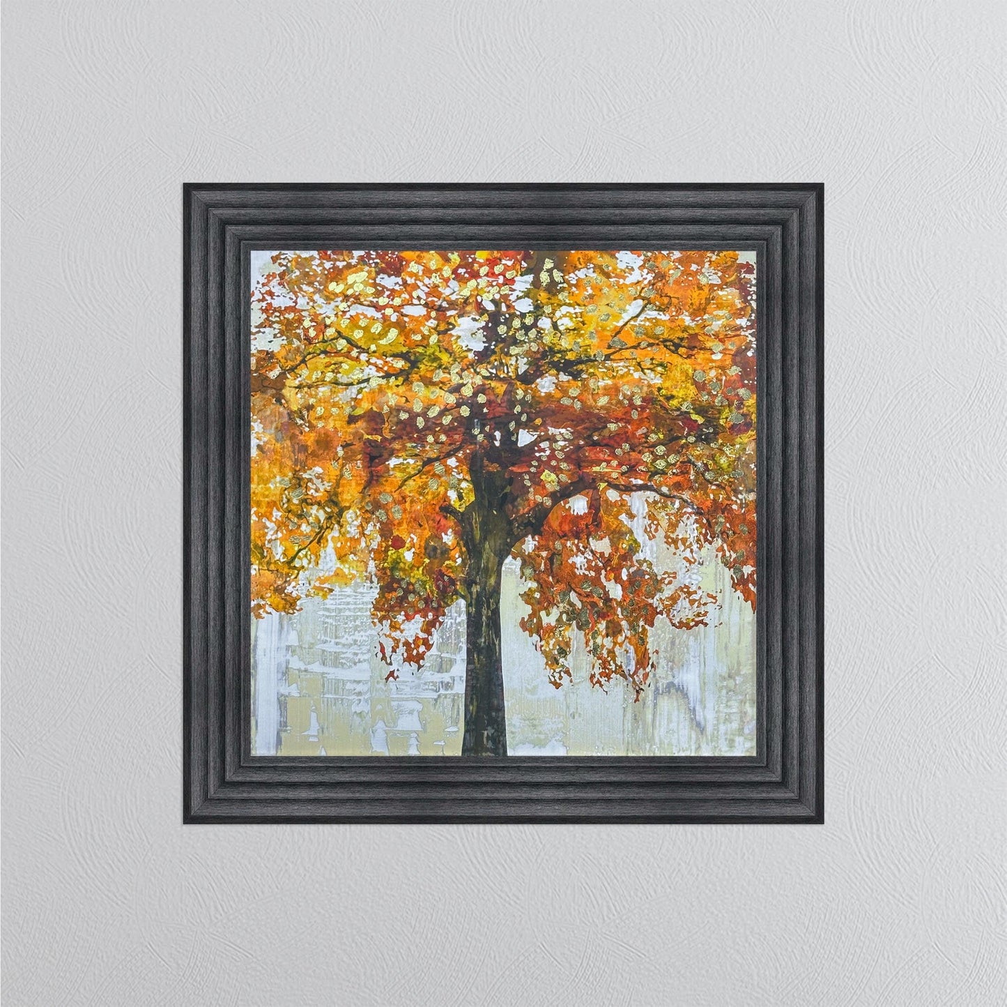 Solo Orange Tree with Gold Foil Embellishment Framed Wall Art