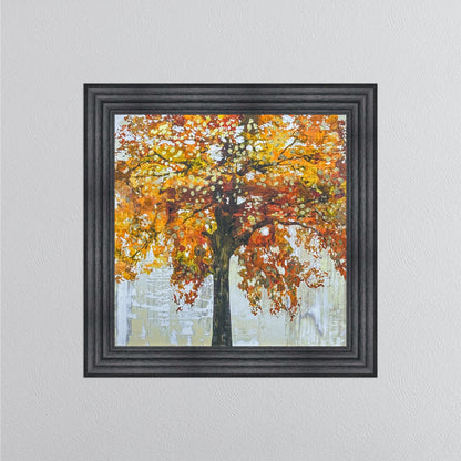 Solo Orange Tree with Gold Foil Embellishment Framed Wall Art