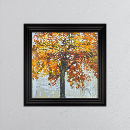 Solo Orange Tree with Gold Foil Embellishment Framed Wall Art