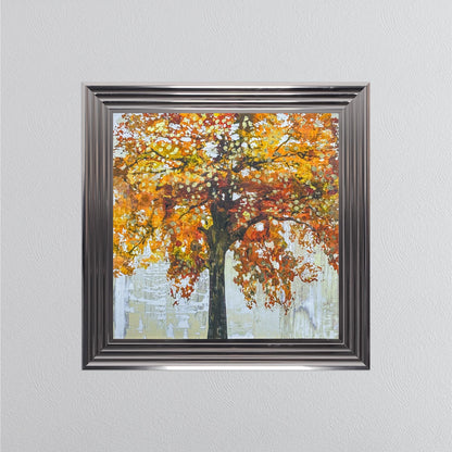 Solo Orange Tree with Gold Foil Embellishment Framed Wall Art