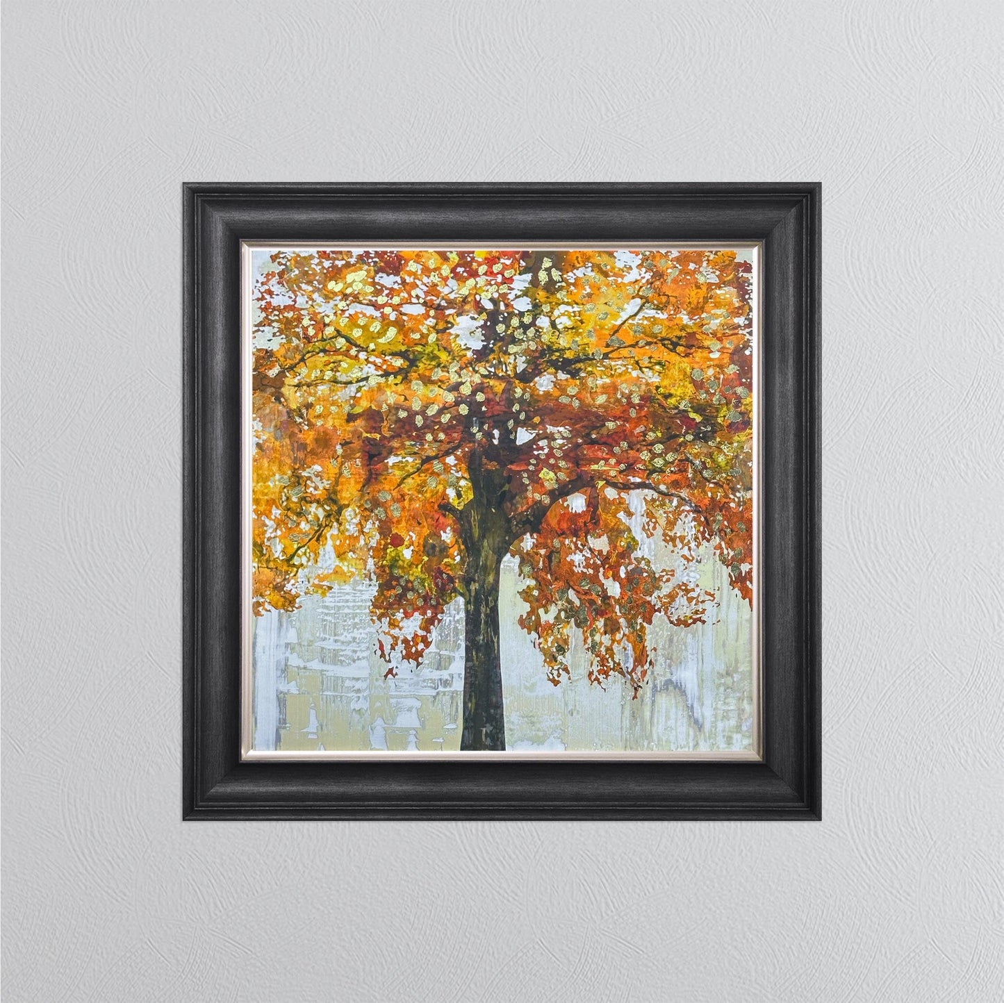 Solo Orange Tree with Gold Foil Embellishment Framed Wall Art
