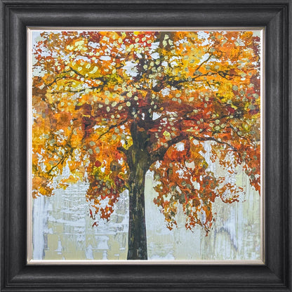 Solo Orange Tree with Gold Foil Embellishment Framed Wall Art