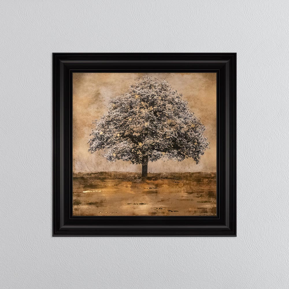 Stately Gold Tree with Gold Foil Embellishment Framed Wall Art