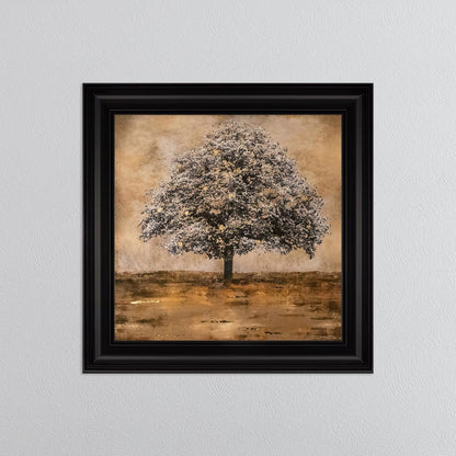 Stately Gold Tree with Gold Foil Embellishment Framed Wall Art