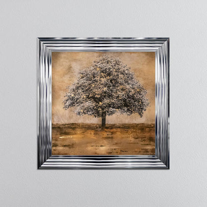 Stately Gold Tree with Gold Foil Embellishment Framed Wall Art