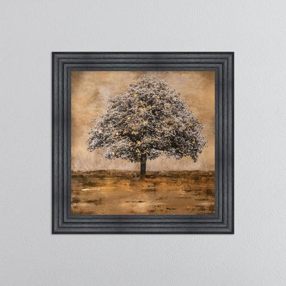 Stately Gold Tree with Gold Foil Embellishment Framed Wall Art