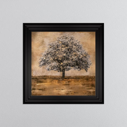Stately Gold Tree with Gold Foil Embellishment Framed Wall Art