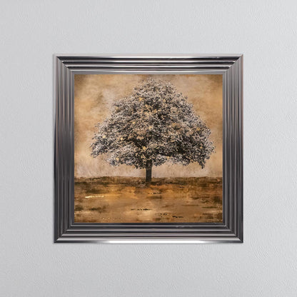 Stately Gold Tree with Gold Foil Embellishment Framed Wall Art