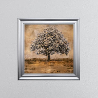 Stately Gold Tree with Gold Foil Embellishment Framed Wall Art