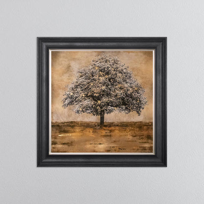 Stately Gold Tree with Gold Foil Embellishment Framed Wall Art