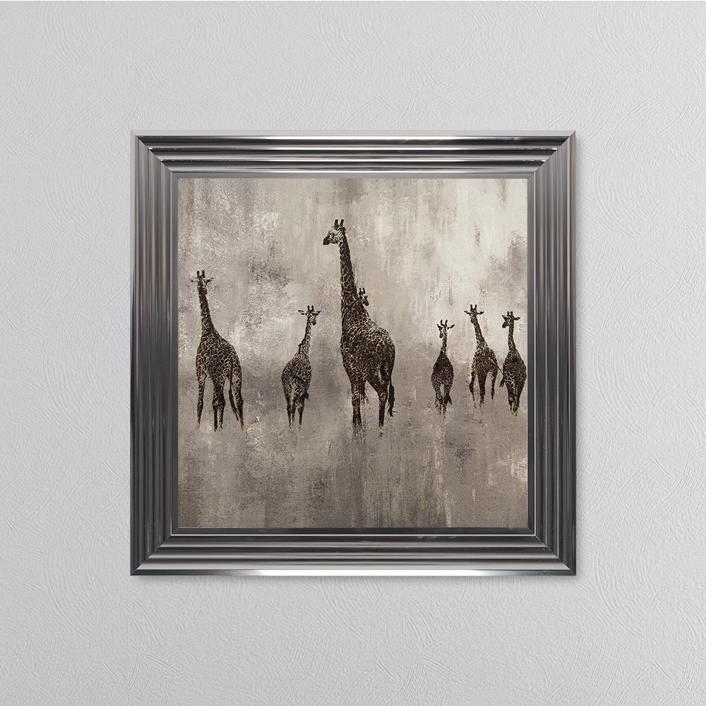 Giraffes On The Move Framed Wall Art