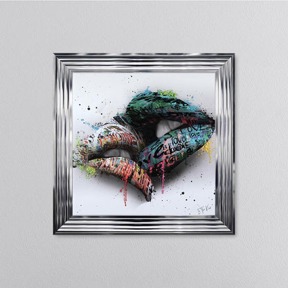 In The Kiss Blue Lips Framed Wall Art