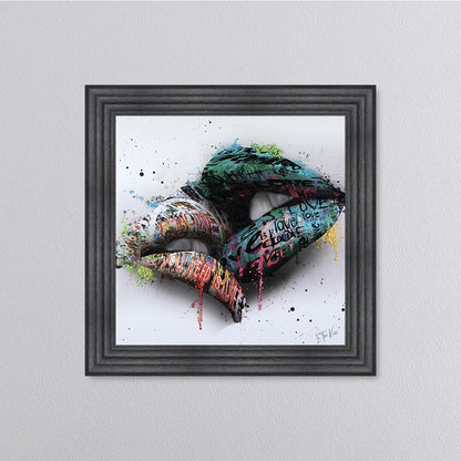 In The Kiss Blue Lips Framed Wall Art
