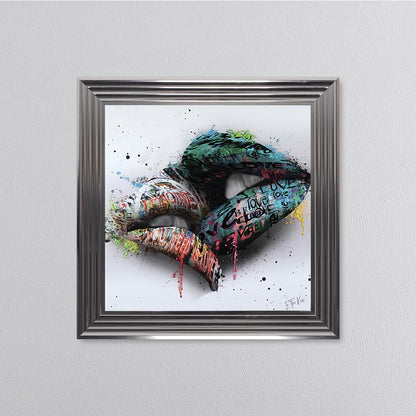 In The Kiss Blue Lips Framed Wall Art