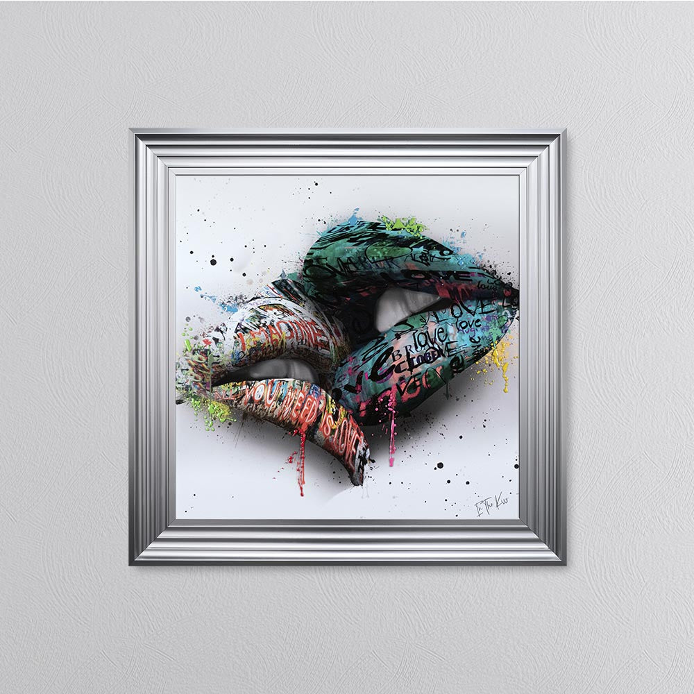 In The Kiss Blue Lips Framed Wall Art