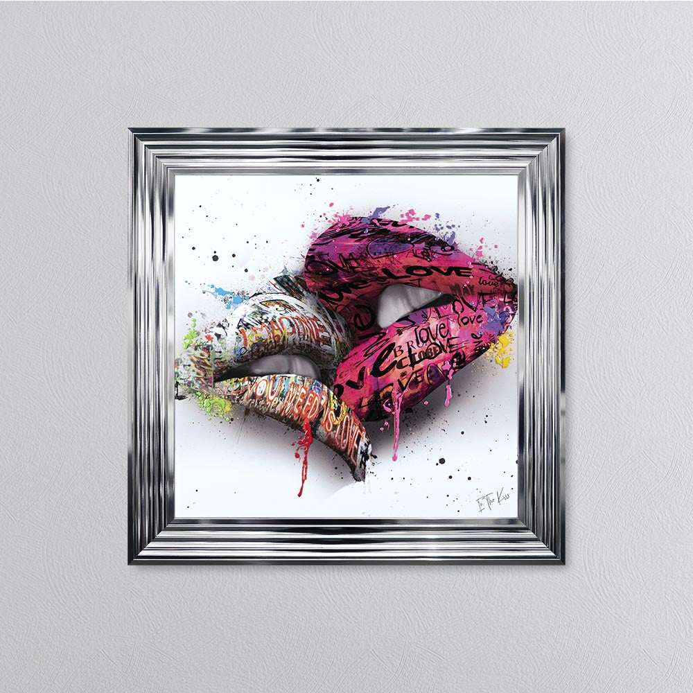 In The Kiss Pink Lips Framed Wall Art
