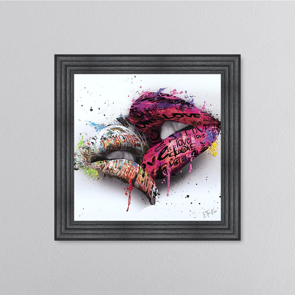 In The Kiss Pink Lips Framed Wall Art