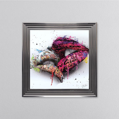 In The Kiss Pink Lips Framed Wall Art