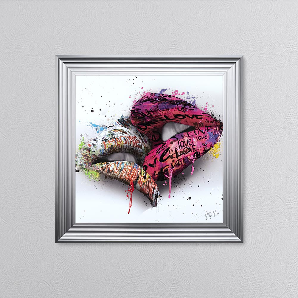 In The Kiss Pink Lips Framed Wall Art