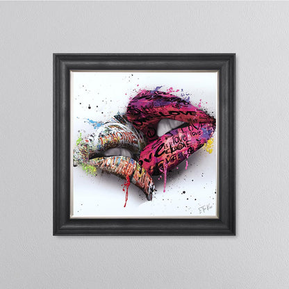 In The Kiss Pink Lips Framed Wall Art