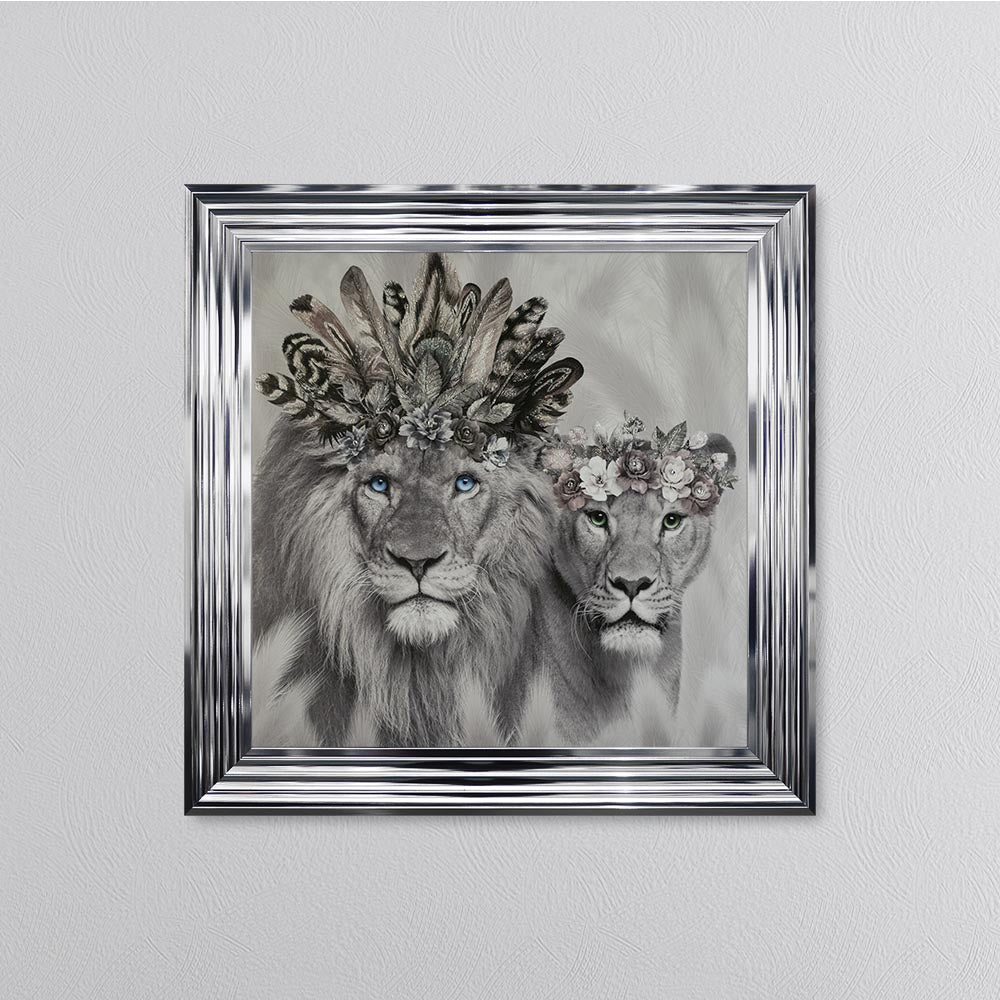 Lion King And Queen Of The Family Framed Wall Art