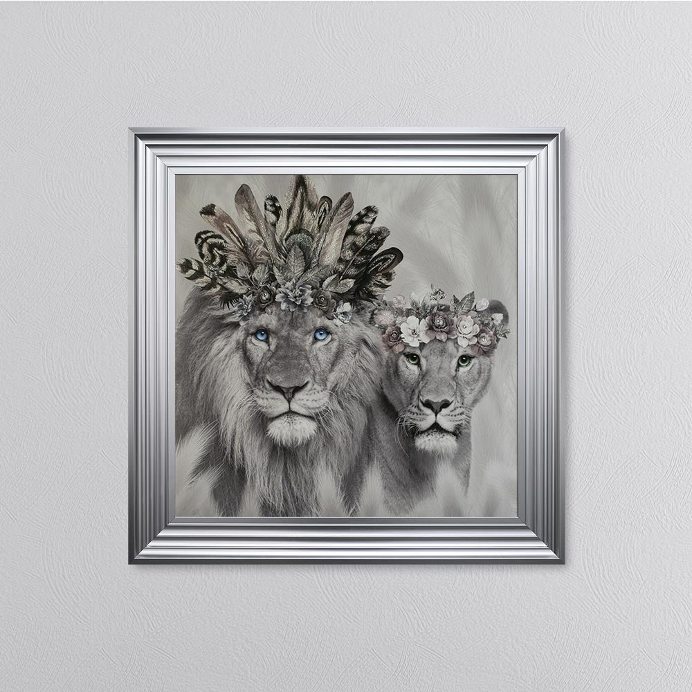Lion King And Queen Of The Family Framed Wall Art