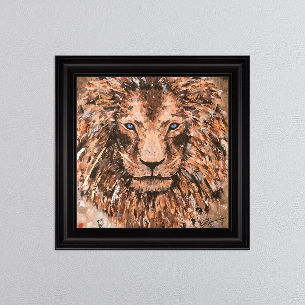 Colour Lion with Multi Foil Embellishment Framed Wall Art
