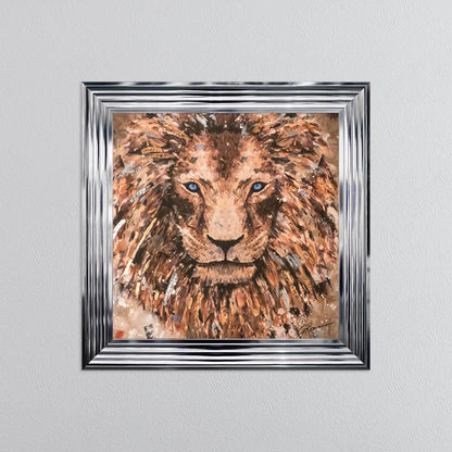 Colour Lion with Multi Foil Embellishment Framed Wall Art