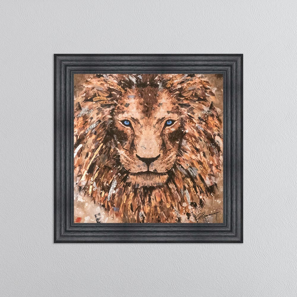 Colour Lion with Multi Foil Embellishment Framed Wall Art