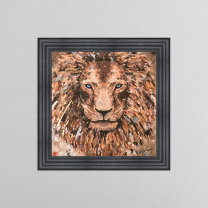 Colour Lion with Multi Foil Embellishment Framed Wall Art