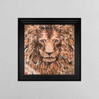 Colour Lion with Multi Foil Embellishment Framed Wall Art
