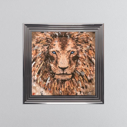 Colour Lion with Multi Foil Embellishment Framed Wall Art