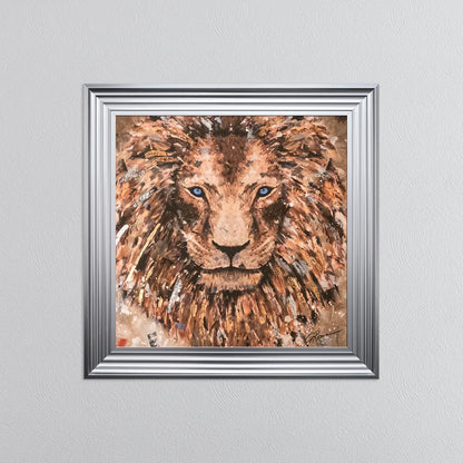 Colour Lion with Multi Foil Embellishment Framed Wall Art