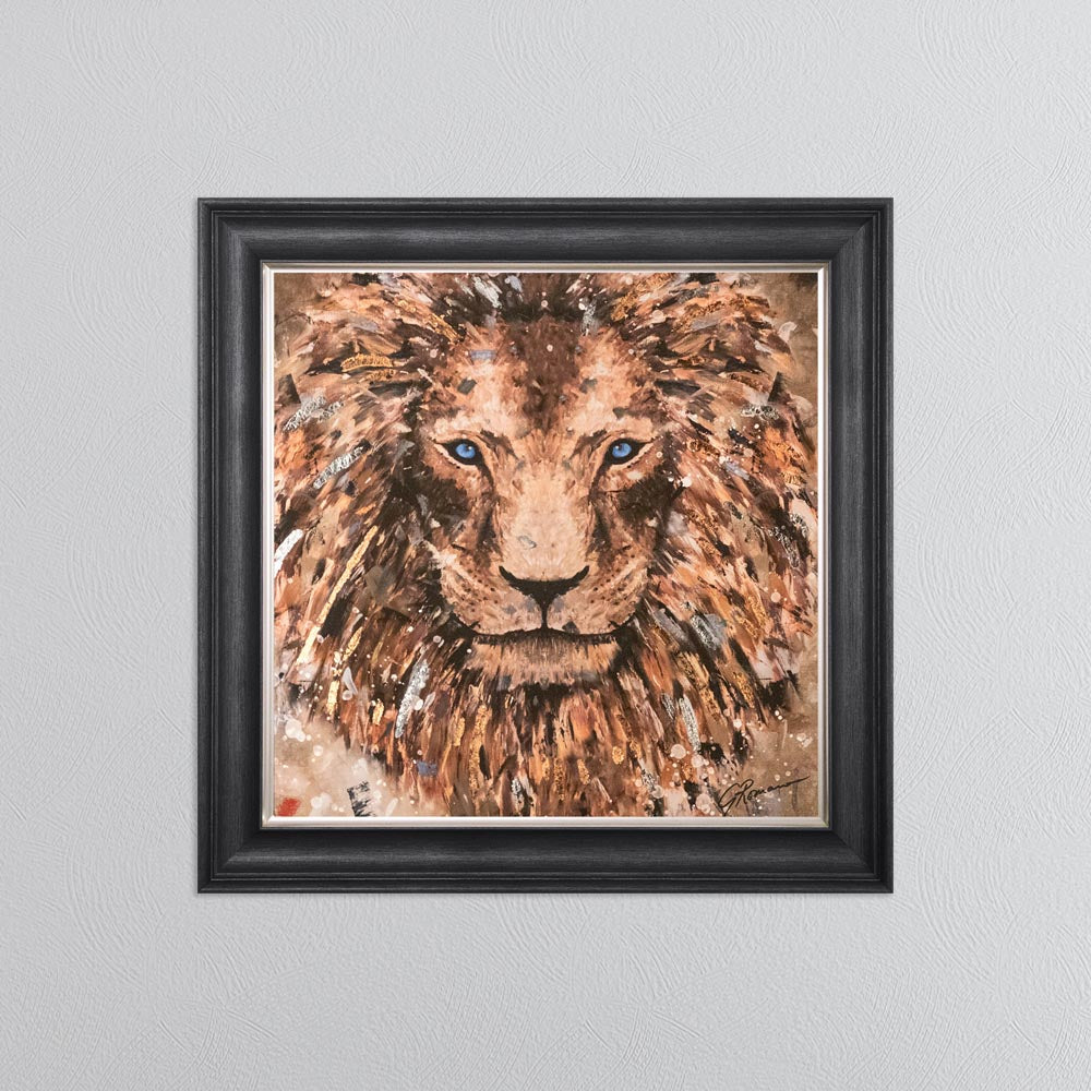 Colour Lion with Multi Foil Embellishment Framed Wall Art
